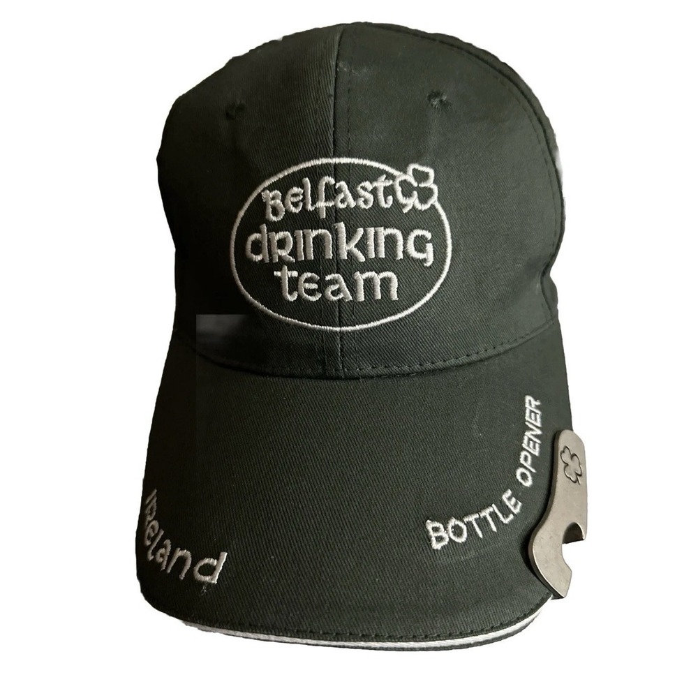 BELFAST DRINKING TEAM Baseball Hat With Bottle Opener Green Adjustable‎